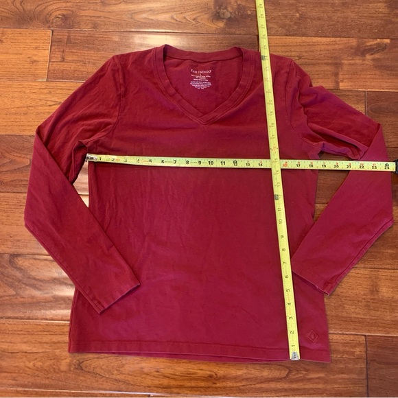 Fair Indigo Long Sleeve Tee Women's Size L Red Organic Pima Cotton Made In Peru - Picture 5 of 8